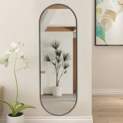 SensaHome Oval Wandspiegel met Metalen Rand Minimalistisch Design