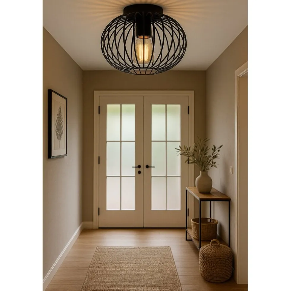 SensaHome Plafondlamp Industrieel Plafonnière van Metaal Retro Wire Kooi Design