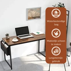 SensaHome Retro Schrijftafel Bureau Computertafel met Metalen Frame