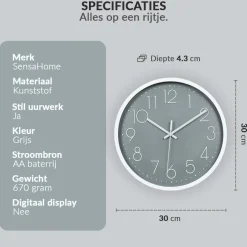 Sensahome Wandklok Minimalistische Design Stille Uurwerk TM20050-4