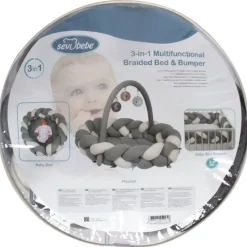 Sevibaby Roze 3-in-1 Braided Bedbumper en Babynest
