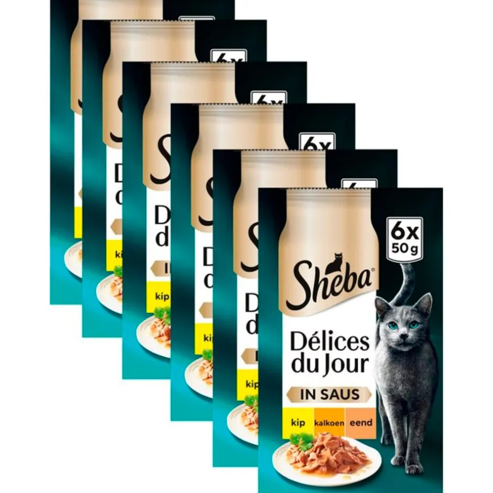 Sheba Délices du Jour in Saus met Kip, Kalkoen en Eend Maaltijdzakjes Kattenvoer