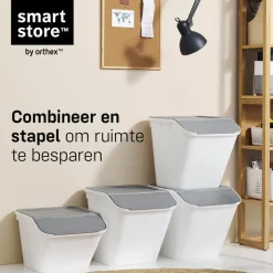 SmartStore Set van 5 Stevige Opbergbox Collect Stack-it 37L
