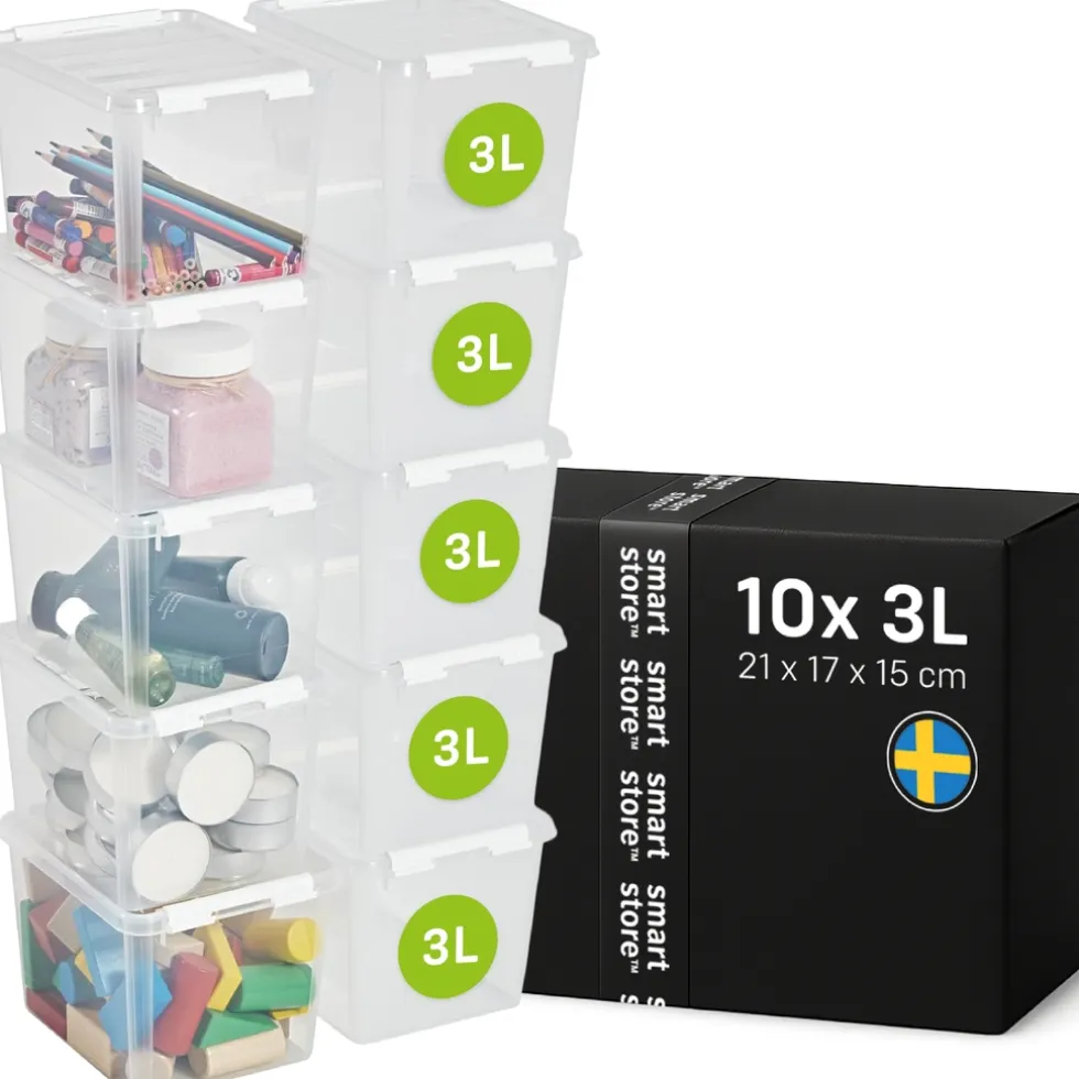 SmartStore Set van 10 Stevige Opbergbox Classic 3L