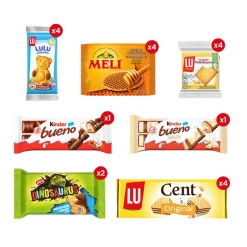 Snacks & cookies variety box Lotus, LU, Kinder & Meli