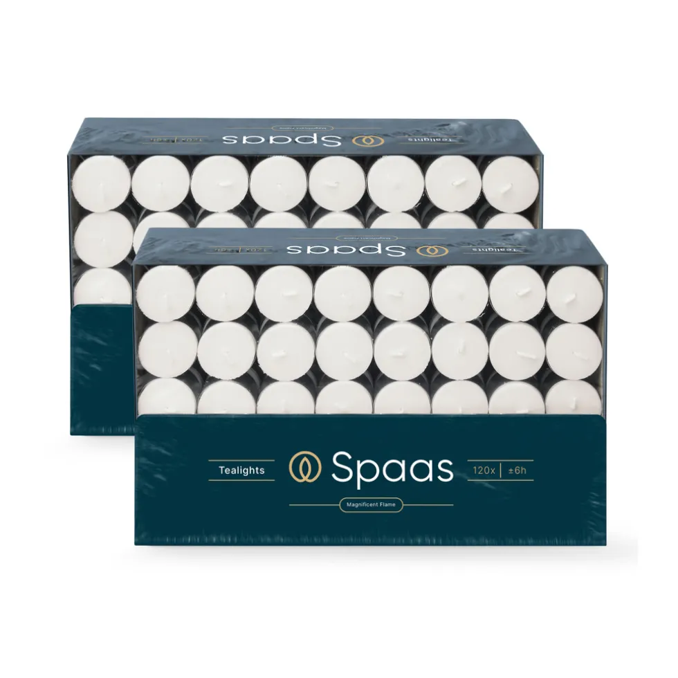 Spaas Theelichten Wit 6u Ø3,9cm 2 x 120 Stuks Grootverpakking