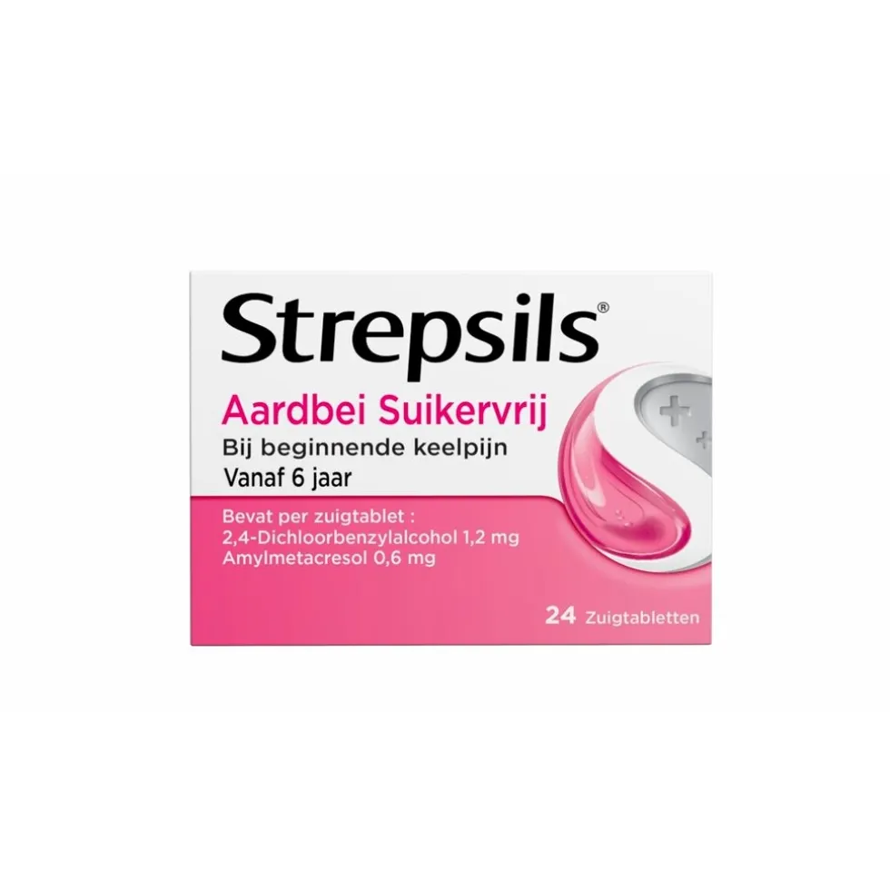 Strepsils Aardbei Suikervrij Zuigtabletten