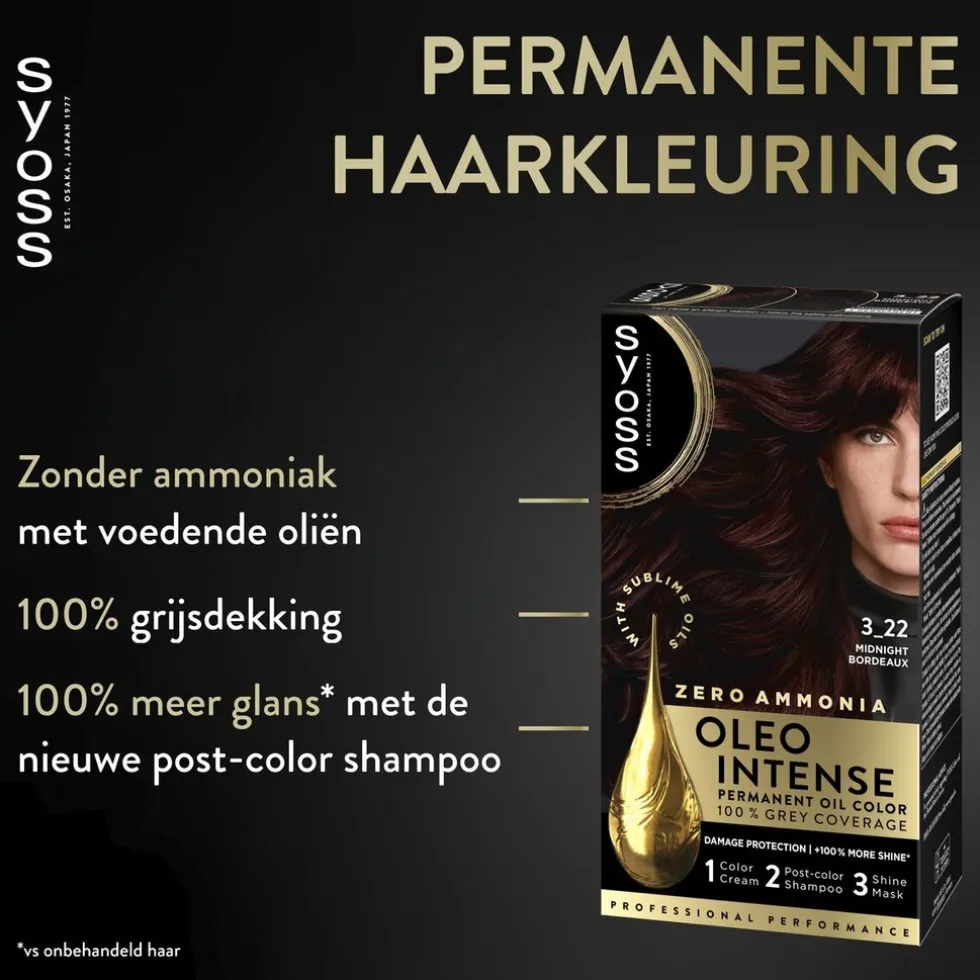 Syoss Oleo Intense 3-22 Warm Donker Bordeaux Haarkleuring