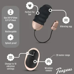 Teazers Geribbeld Vibratie-Eitje Met Afstandsbediening