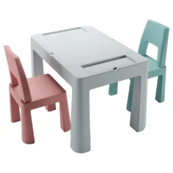 Teggi Grey/Old Rose/Turquoise Multifun 3-in-1 Tafel met Twee Stoeltjes
