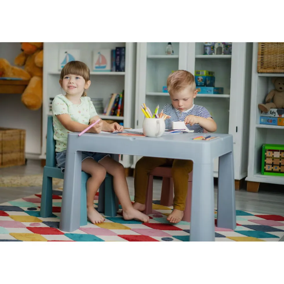 Teggi Grey/Old Rose/Turquoise Multifun 3-in-1 Tafel met Twee Stoeltjes