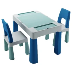 Teggi Turquoise/Navy/Grey Multifun 3-in-1 Tafel met Twee Stoeltjes