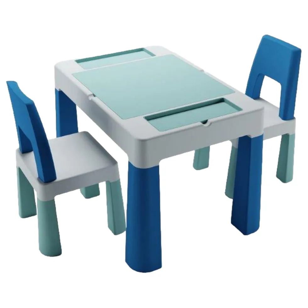 Teggi Turquoise/Navy/Grey Multifun 3-in-1 Tafel met Twee Stoeltjes