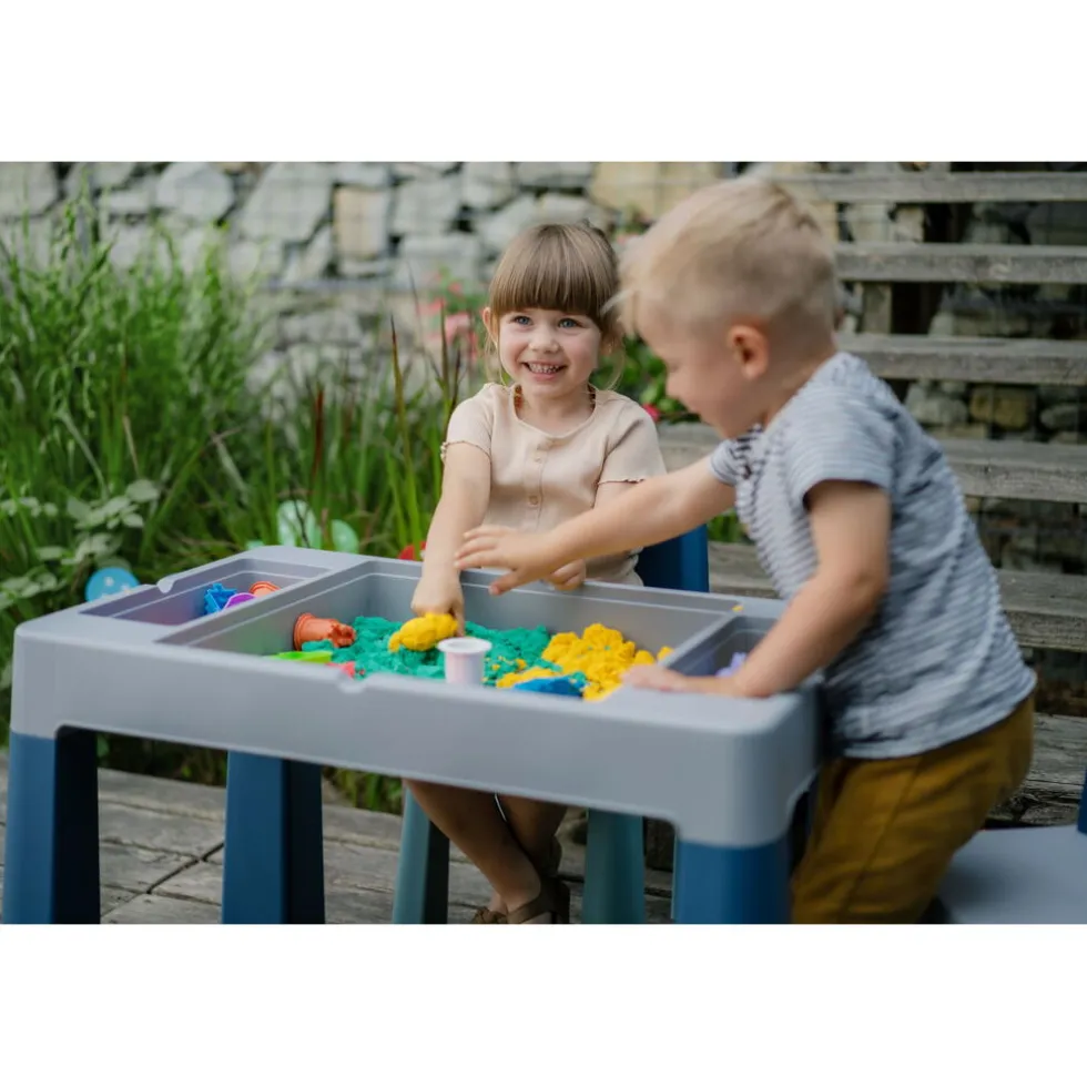 Teggi Turquoise/Navy/Grey Multifun 3-in-1 Tafel met Twee Stoeltjes