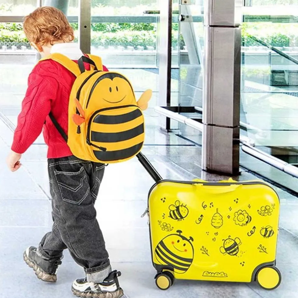 Trendmix 2 delige Ride On Koffer met Wielen Inclusief Rugtas Bijen