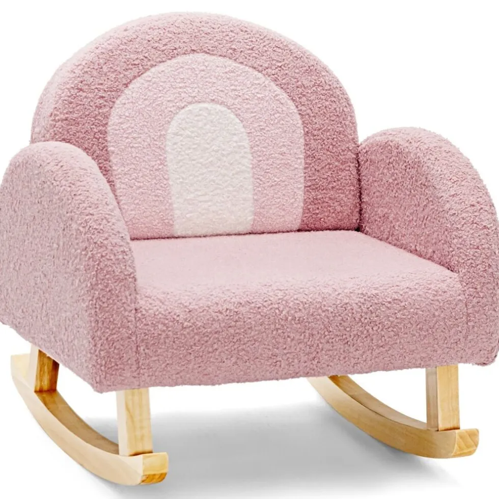Trendmix Schommelstoel Kinderen Teddy Stof Regenboog Schommelzitje