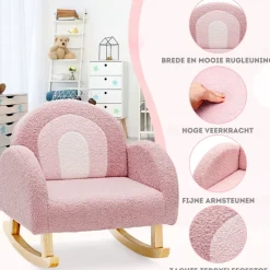 Trendmix Schommelstoel Kinderen Teddy Stof Regenboog Schommelzitje