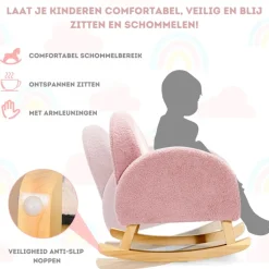 Trendmix Schommelstoel Kinderen Teddy Stof Regenboog Schommelzitje