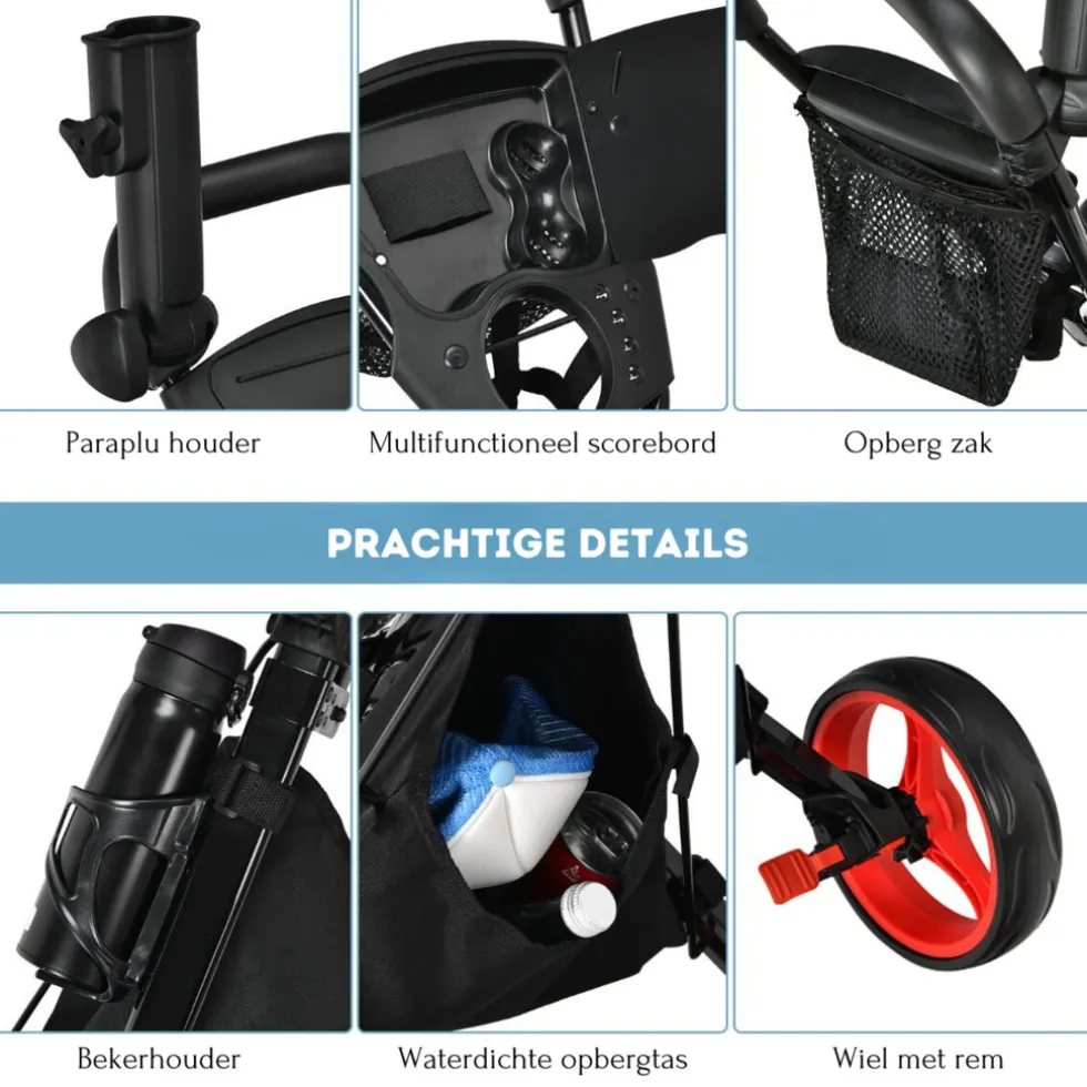 Trendmix Verstelbare Lichtgewicht Golf trolley Met 3 Wielen
