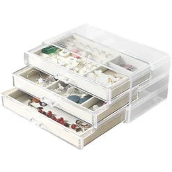 UNIQ Acryl Sieradendoos met 3 Laden, Organizer Transparant