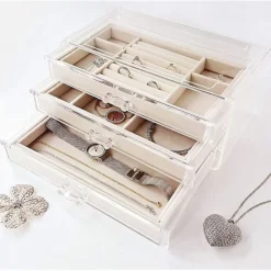 UNIQ Acryl Sieradendoos met 3 Laden, Organizer Transparant