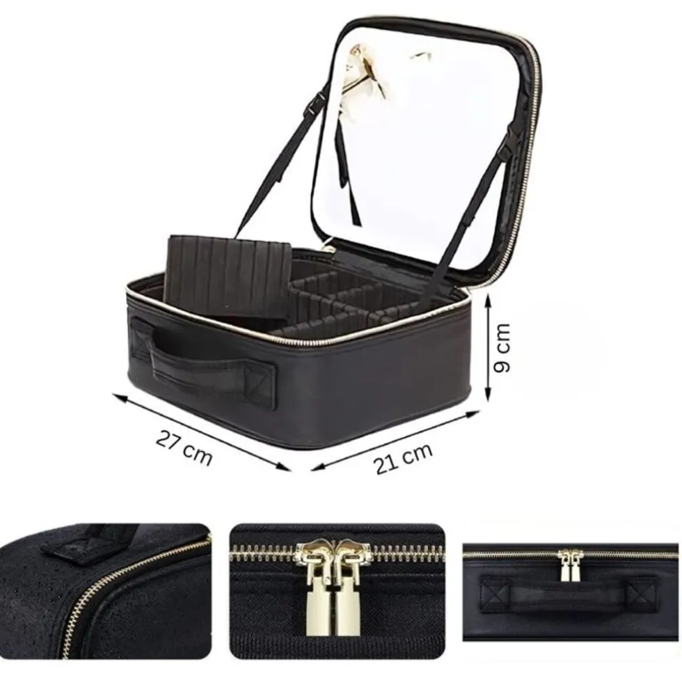 UNIQ Make-up Reistas met LED-lampje - Toilettas / Cosmetische tas voor al je make-up - Zwart