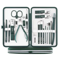 UNIQ 18‑in‑1 Manicure & Pedicure Set – Donkergroen Etui