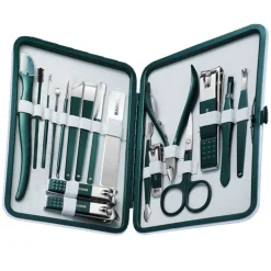 UNIQ 18‑in‑1 Manicure & Pedicure Set – Donkergroen Etui