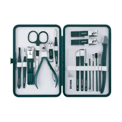 UNIQ 18‑in‑1 Manicure & Pedicure Set – Donkergroen Etui
