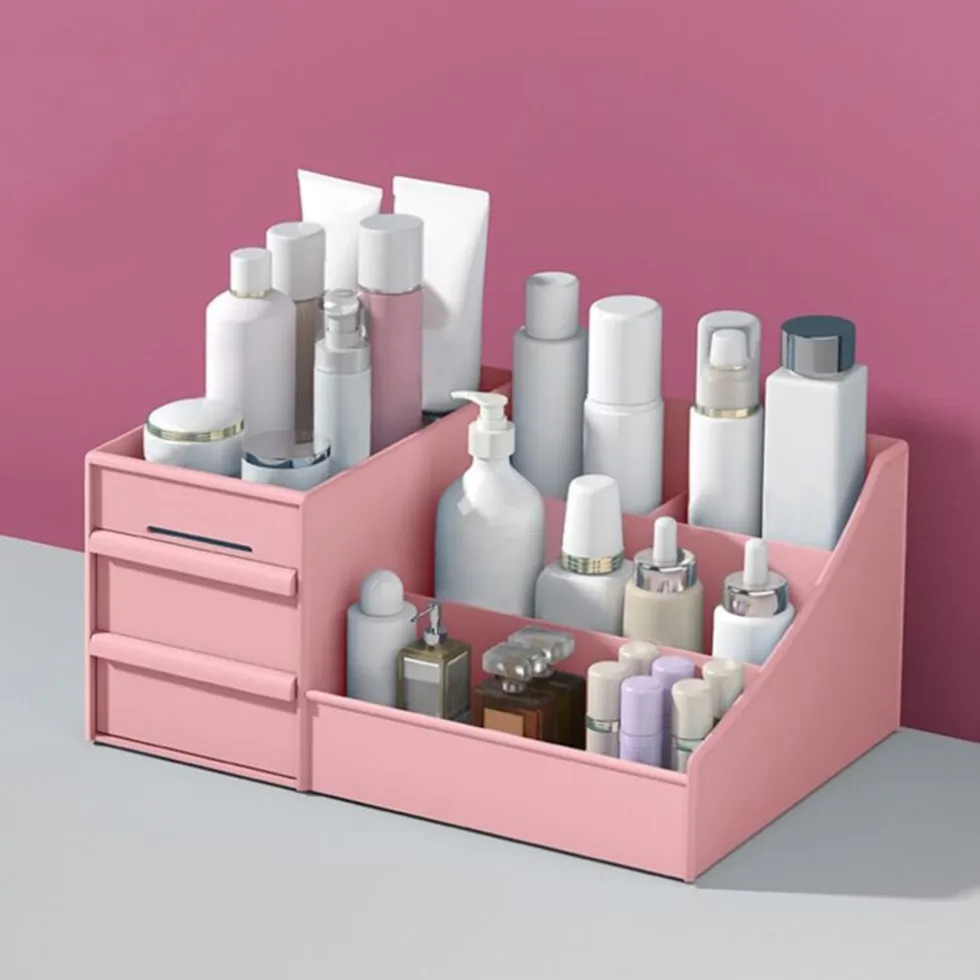 UNIQ Make‑up & Sieraden Organizer – 2 Laden, Roze - P110