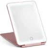 UNIQ Opvouwbare LED Make‑upspiegel (USB oplaadbaar) – Reisspiegel met 3 Lichtstanden, Roze