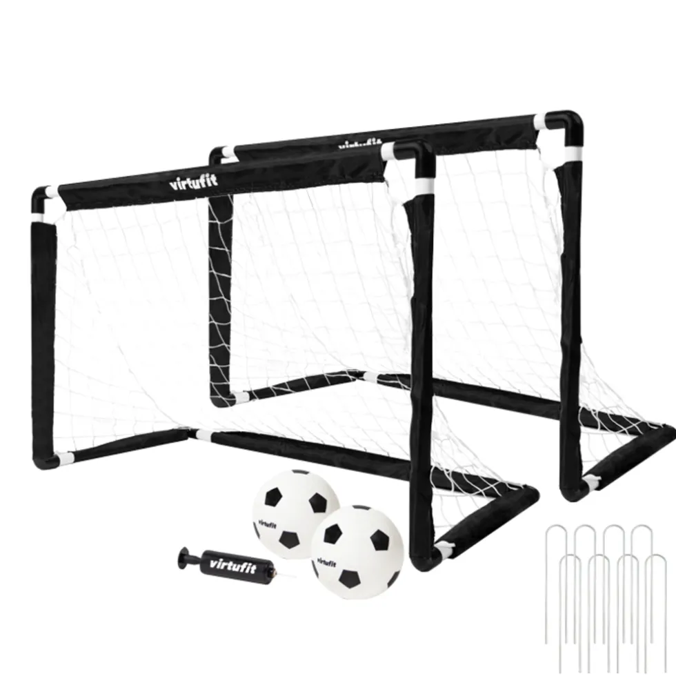 VirtuFit Kinder Voetbaldoelen Set met 2 Ballen en Pomp