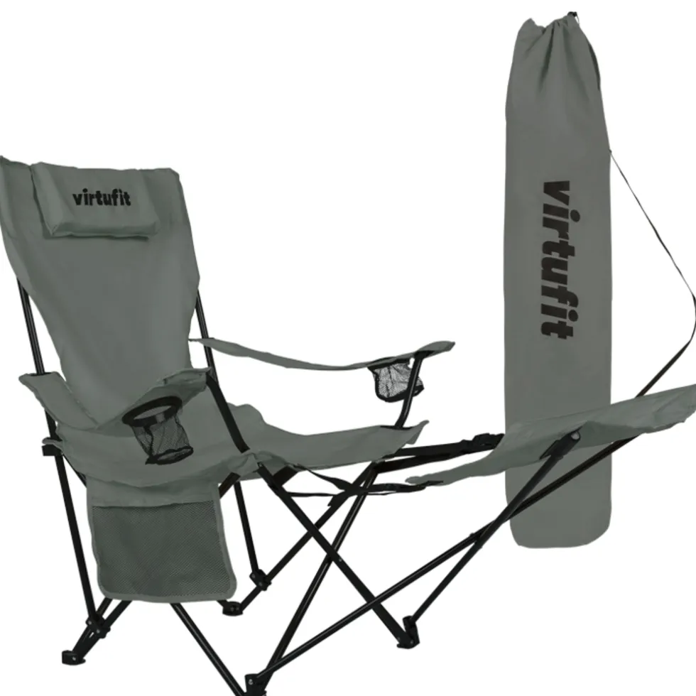 VirtuFit Opvouwbare Camping Stoel met Voetsteun