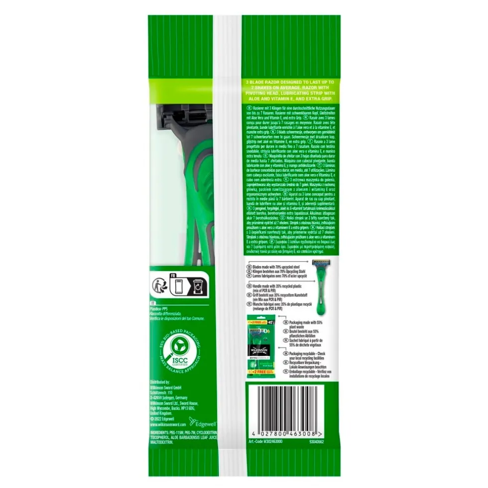 Wilkinson Sword Extra Essential 3 Sensitive Wegwerpscheermesjes