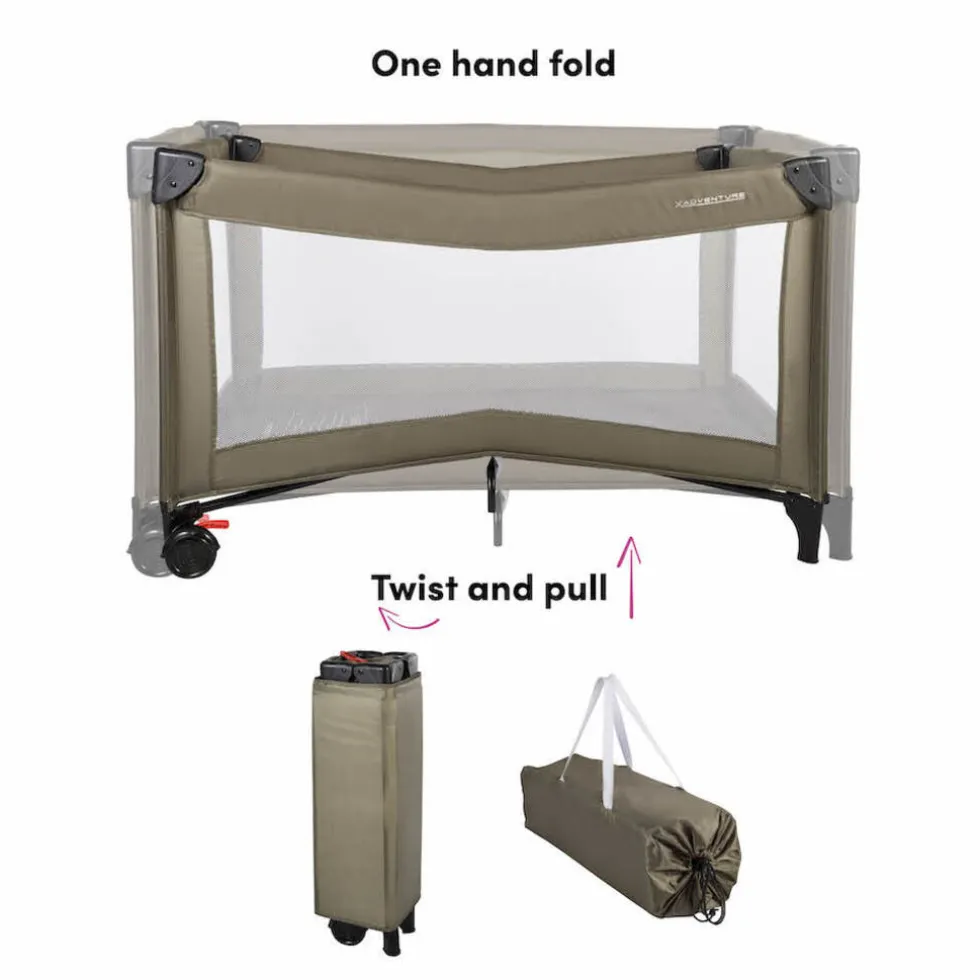 X Adventure Campingbedje / Reisbed Twist Groen Inclusief Transporttas