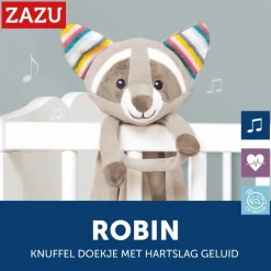 Zazu Robin de Wasbeer Heartbeat Knuffeldoekje